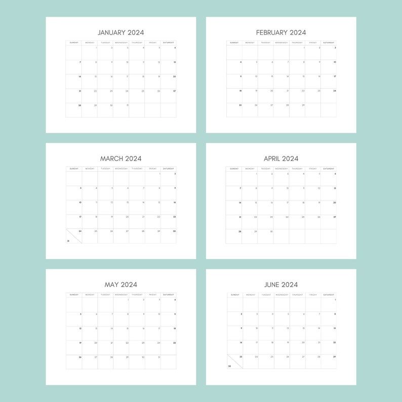 Printable Calendar 2024 Monthly Planner 2024 Landscape Etsy