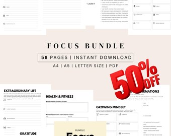 Goal Setting Workbook Bundle: Wheel of Life, Personal Growth (PDF Download)