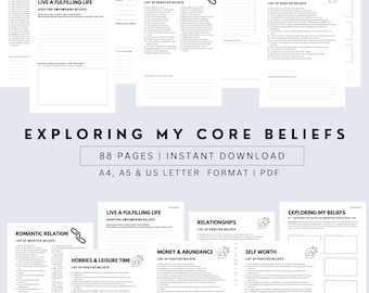 Core Beliefs Workbook: Self-Reflection & Mindset (Printable PDF)