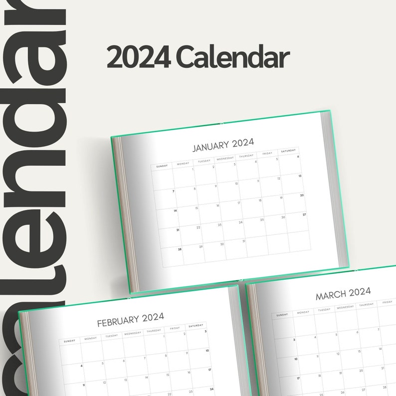 Printable Calendar 2024 Monthly Planner 2024 Landscape Etsy