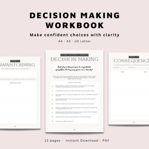 Zeszyt ćwiczeń do podejmowania decyzji | Dziennik rozwiązywania problemów, Arkusze ćwiczeń do pomocy w podejmowaniu decyzji, Samorozwój w formacie PDF, Pobierz natychmiast