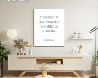 Winston Churchill Quote Print: Motivational Wall Art (Digital Download)