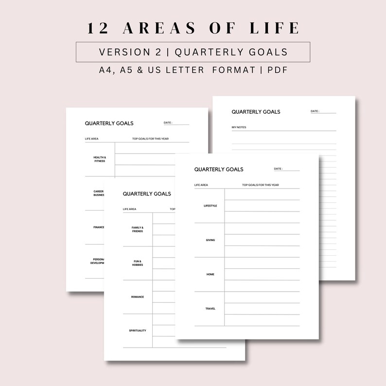 12 Areas of Life Planner Printable, Goal Planner, Goal Setting ...