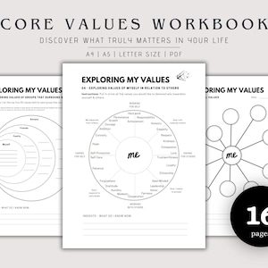 Grundwerte Arbeitsbuch: Selbstfindungs-Tagebuch (PDF Instant Download)