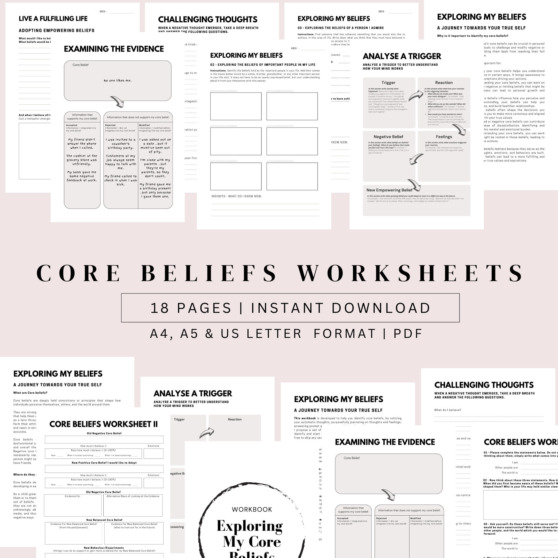 Core Beliefs Worksheets Identify Core Beliefs Self Discovery