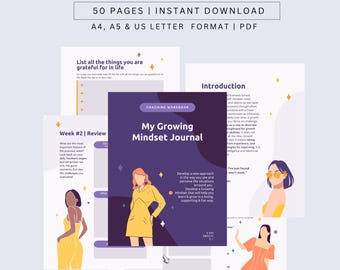 Diario de mentalidad de crecimiento y cuaderno de autocuidado (PDF instantáneo)