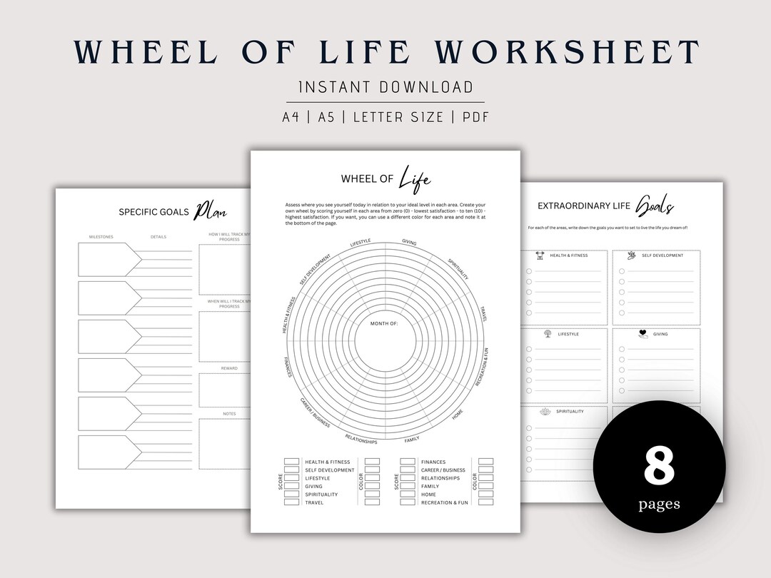 Wheel of Life Worksheet: Goal Setting & Self-discovery (PDF) - Etsy