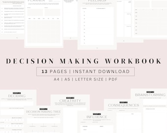 Decision Making Worksheets | Problem-Solving Journal, Decision Aid Workbook, Self-Development PDF, Instant Download