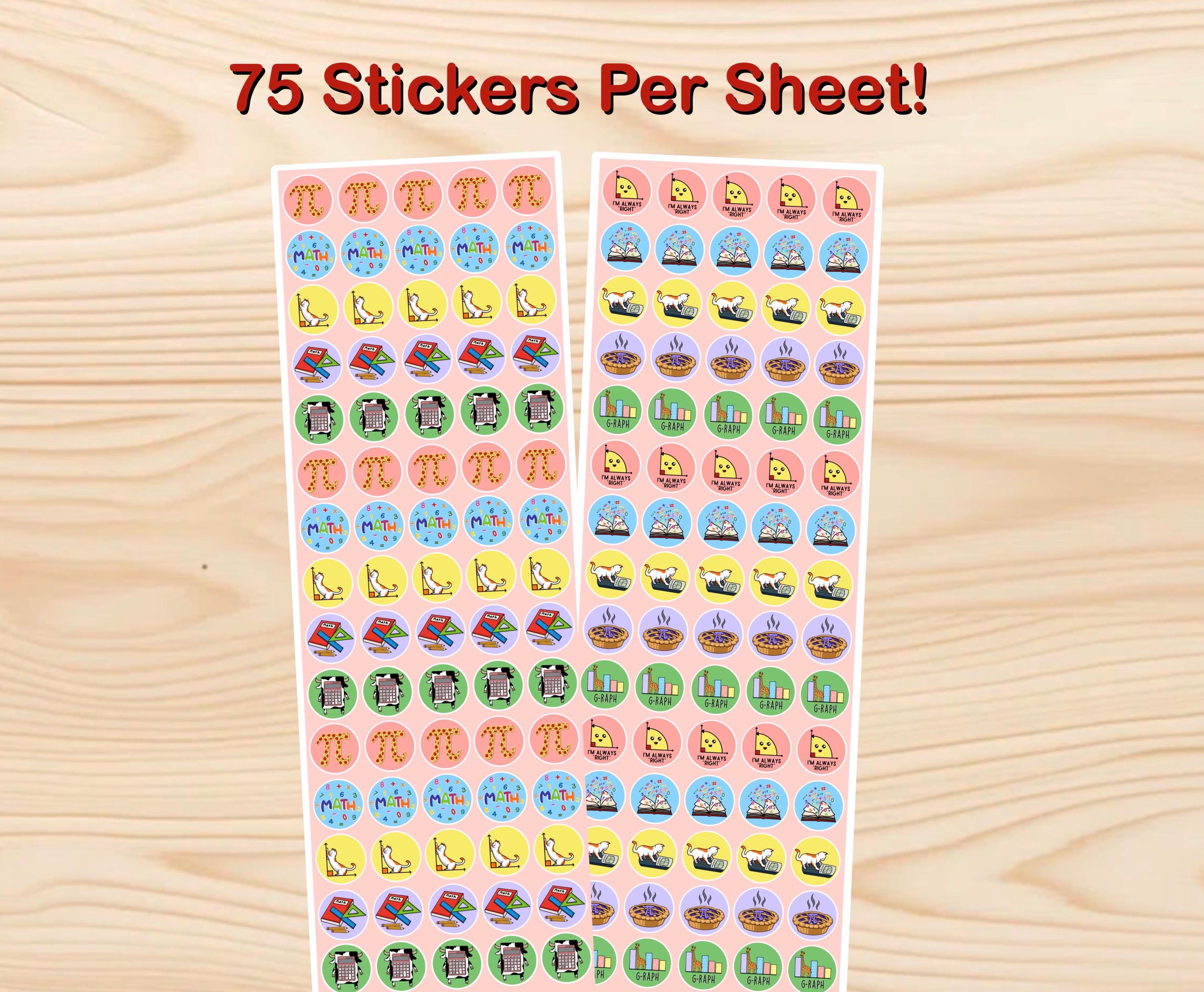Math Sticker Sheet (75 Stickers) | Teacher & Student STEM Vinyls - Etsy