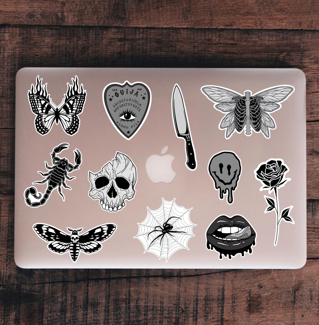 Black & White Gothic Sticker or Magnet Pack (11) | Dark Aesthetic Vinyl ...