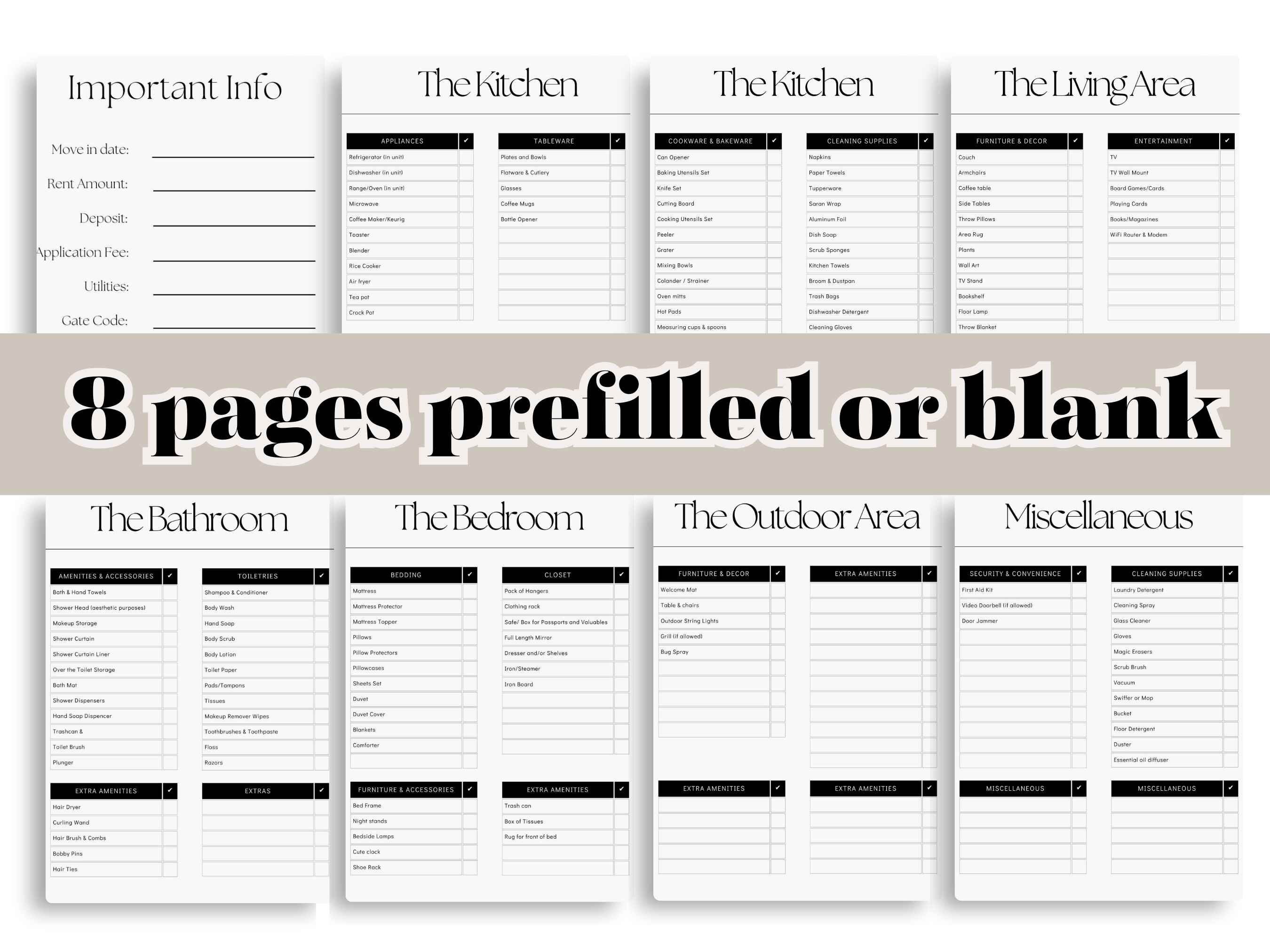 New Apartment Essentials Checklist, First Home Checklist Printable,new ...