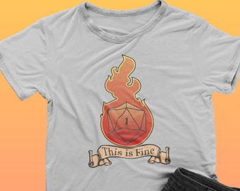 Natur 1 This is Fine Shirt | Dungeons und Drachen | DnD | Unisex Schweres Baumwoll T-Shirt