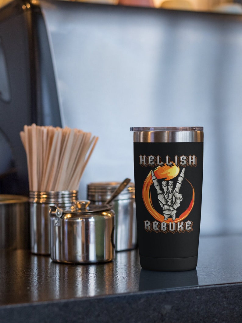 Reuke First Design Hellish Rebuke Warlock Vintage Band Logo Tumbler | Dungeons and Dragons ...