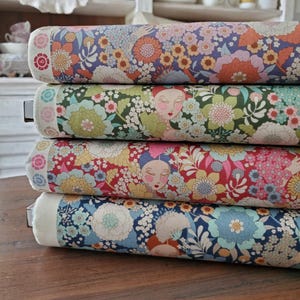 Tilda Wallflower Fabric - Wallflower yardage in four colorways - Thistle/Green/Burgundy/Blue - Tone Finnanger - Tilda Fabrics