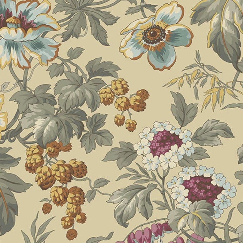 English Garden Fabric - Climbing Rose - Biscuits 791 - by Edyta Sitar of Laundry Basket Quilts - Andover Fabric