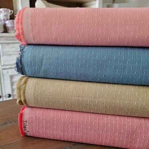 Tilda&#39;s Creating Memories Wovens Tiny Dot Yardage - Pink • Blue • Khaki • Red - By Norwegian designer Tone Finnanger