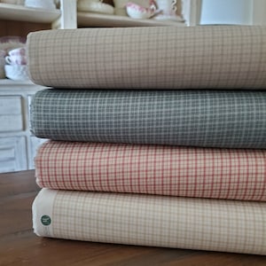 Petite Jeanne Fabric - Sweet Plaid Yardage - Taupe • Denim • Blush • Ivory - By L'Atelier Perdu - Windham Fabrics