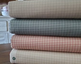 Petite Jeanne Fabric - Sweet Plaid Yardage - Taupe • Denim • Blush • Ivory - By L&#39;Atelier Perdu - Windham Fabrics