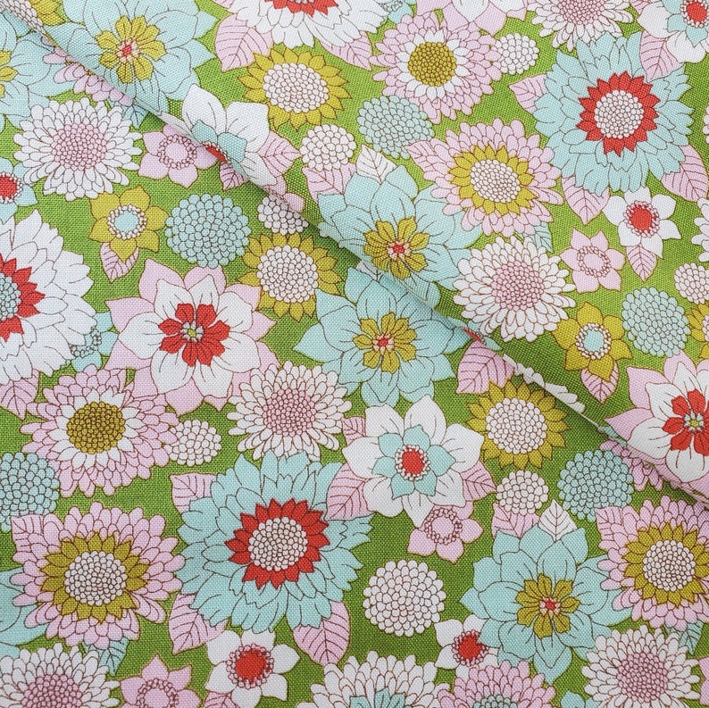 Tilda Fabric Lemon Tree Collection Boogie Flower Green Etsy