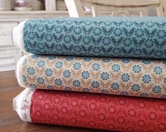 Lighthouse Fabric - Lacey Yardage - Splash/Sand/Red Roof - Laundry Basket Quilts - Andover Fabrics