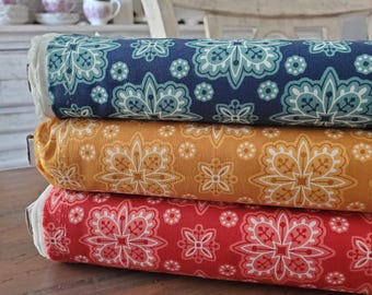 Americana Fabric - Parade Yardage - Dark Denim/Cider/Berry - C16085 - By Lori Holt - Bee in my Bonnet - Riley Blake Designs
