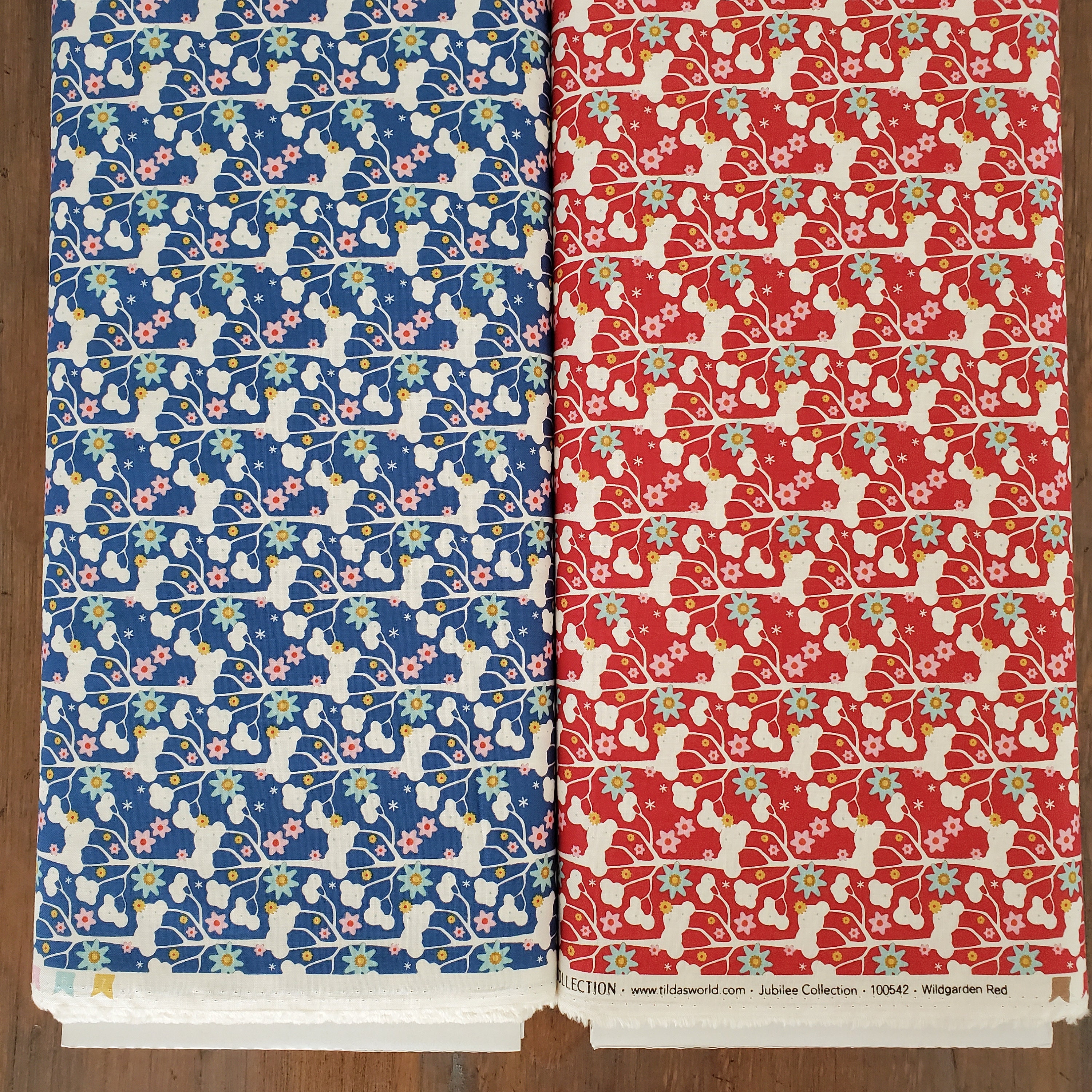 Blue Red Spring Tilda's Jubilee Collection - Wildgarden Yardage - 2 Colorways - Blue ...