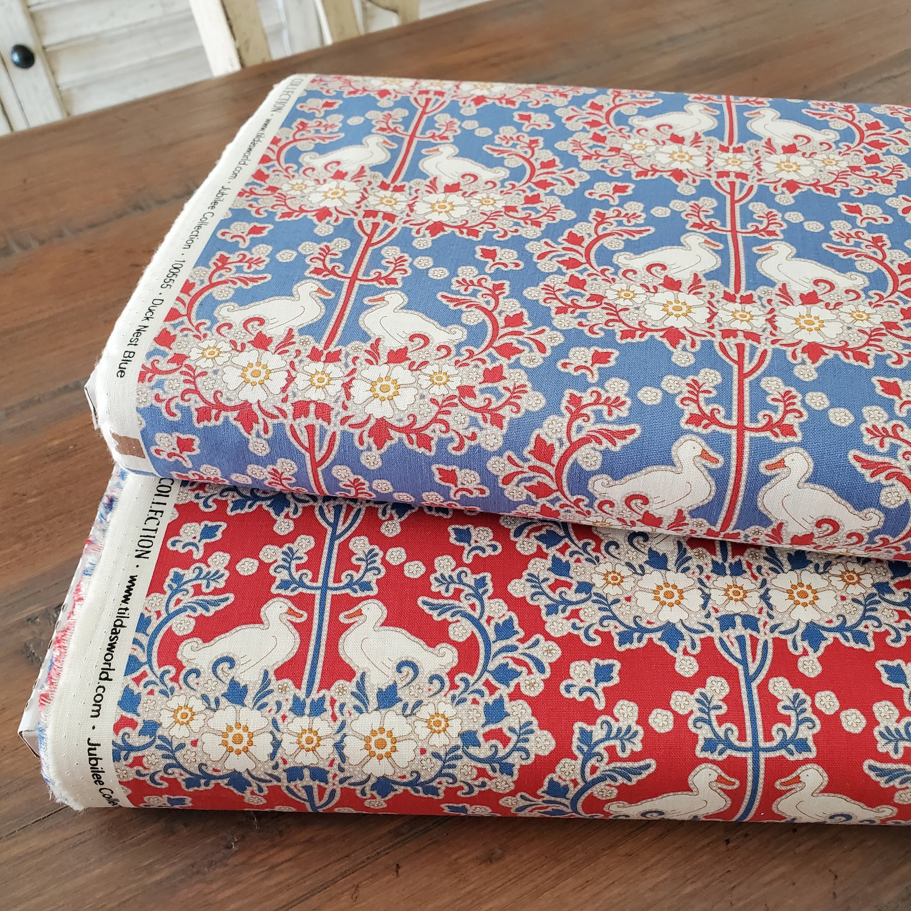 Blue Red Spring Tilda's Jubilee Collection - Duck Nest Yardage - 2 Colorways - Blue/red ...