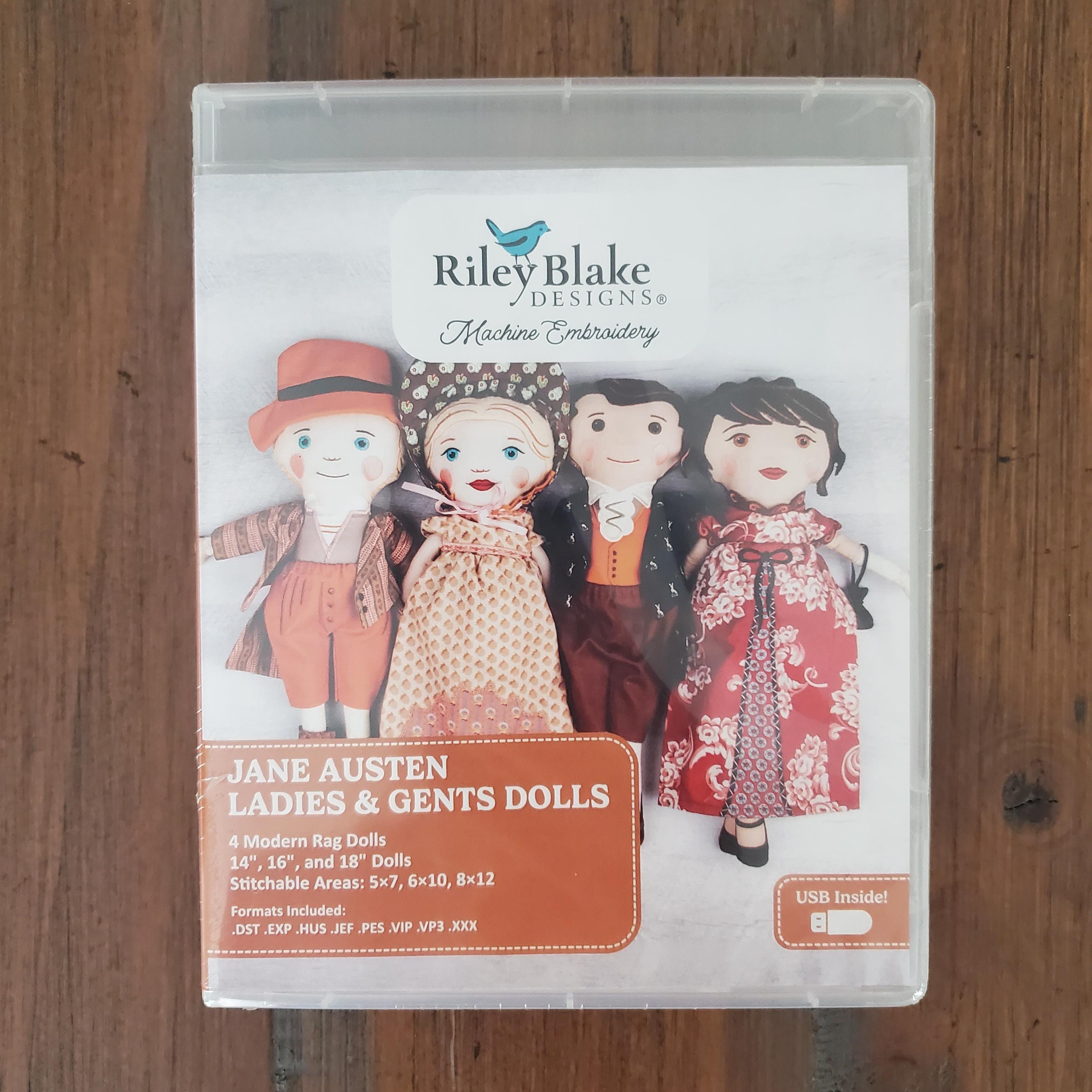 Jane Austen Machine Embroidery Ladies and Gents Dolls USB