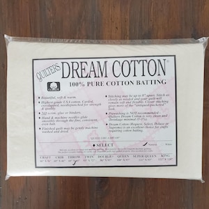Quilter&#39;s Dream Cotton Batting - Select - Throw 60&quot;×60&quot; - Double 96&quot;×93&quot; - Mid Loft - Natural -