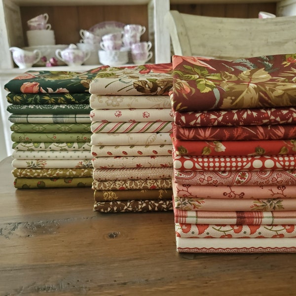 Joy Fatquarter Bundles - Three Colorways - Red/Cream/Green - Laundry Basket Quilts - 11 Fatquarters