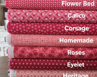 Berry and Sage Fabric - Berry Colors - Flower Bed/Calico/Corsage/Homemade/Roses/Eyelet/Heritage - Lori Holt - Riley Blake Designs