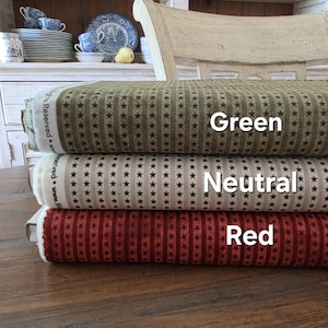 Northern Christmas Fabric - Star Stripes Print - C17836 - Green/Neutral/Red - By Teresa Kogut - Riley Blake Designs