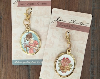 Ciondoli smaltati ispirati all'Abbazia di Northanger - Jane Austen/Motivi floreali - La casa di Jane Austen - Riley Blake Designs