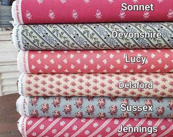 Sense and Sensibility Yardage - Six Prints - Sonnet/Devonshire/Lucy/Delaford/Sussex/Jennings - Jane Austen's House - Riley Blake Designs