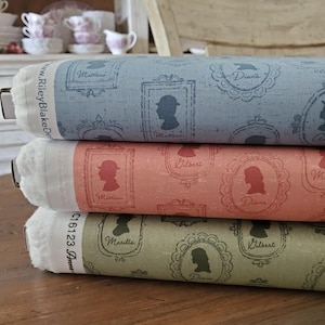 Anne of Green Gables Fabric - Silhouettes Yardage - Blue/Rose/Green - Riley Blake Designs - C16123 - Official Licensed Product