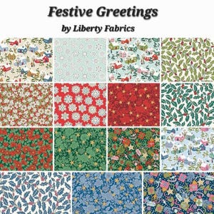 Festive Greetings Fat Quarter Bundle - By Liberty Fabrics - Riley Blake Designs - 15 Pieces