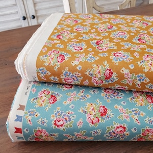 Tilda&#39;s Jubilee Collection - Sue Yardage - 2 Colorways - Mustard/Teal - Spring/Summer 2024