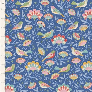 Tilda's Jubilee Yardage Bird Tree 3 Colorways Blue/Creme/Red Spring/Summer 2024 Blue