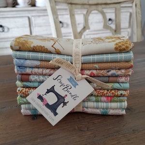 Tilda Scrap Bundle - Fatquarter Bundle - Teal/Green/Yellow - By Tone Finnanger - 10 Pieces