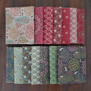Tilda Sanctuary Fat Quarter Bundles - 2 Colorways - Maroon/Rhubarb • Grey/Green - Tone Finnanger - 7 Pieces - Mira Blenders Included