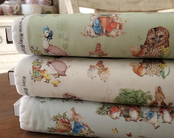 Peter Rabbit & Friends Fabric - Characters Yardage - Fern/Cloud/Blue - Riley Blake Designs - Beatrix Potter Fabric