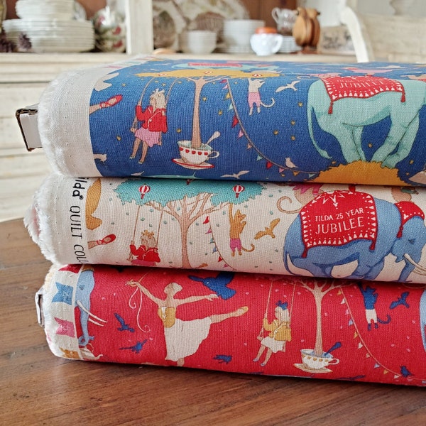 Tilda's Jubilee Collection - Circus Life - 3 Colorways - Blue/Creme/Red - Yardage - Spring/Summer 2024