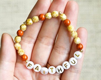 Custom Beaded Bracelet, Alphabetic beads Bracelet, Custom Kids Bracelet, Personalized Word Bracelet Stack, Focus Word Bracelets, Motivation