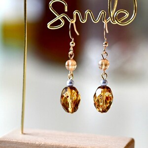 Olive Shaped Czech Glass Beads Earrings, Long Faceted Beads Graceful Earrings, Dangling Drop Earrings Mom, Exquisite Earrings Gifts