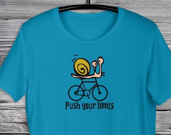 Snail on a bicycle | Motivational shirt | Funny gift | Unisex Premium cotton t-shirt