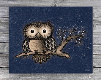 Owl art Canvas | Owl at night