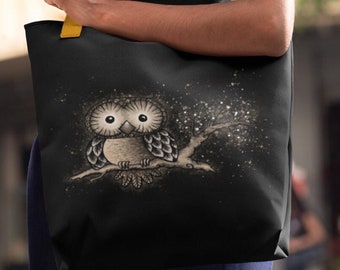Magic Owl Lovers Tote Bag with Draw Owl Art Illustration