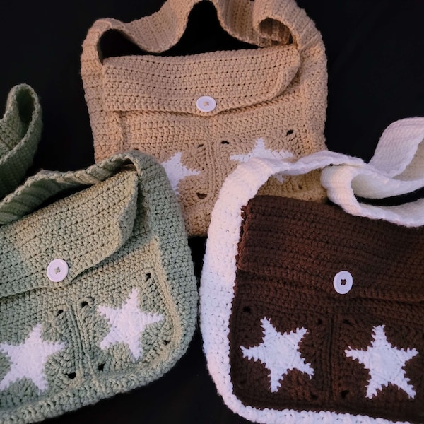 Bolso / Cartera de Mensajero Estrella (Crochet)