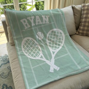 Personalized Tennis Blanket, Custom Name Blanket, Tennis Blanket, Sports Blanket, Team Gift, Tennis Gift, Fleece/Sherpa, School Team Gift bild 5