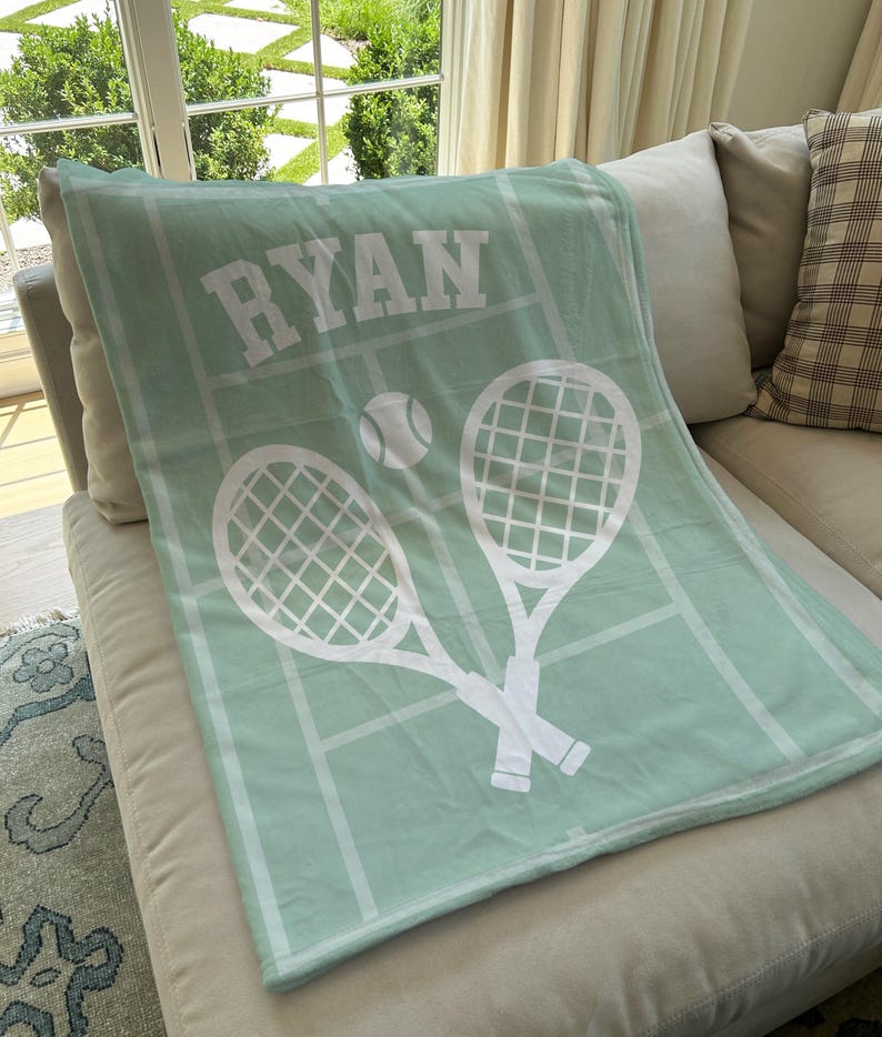 Personalized Tennis Blanket, Custom Name Blanket, Tennis Blanket, Sports Blanket, Team Gift, Tennis Gift, Fleece/Sherpa, School Team Gift bild 5
